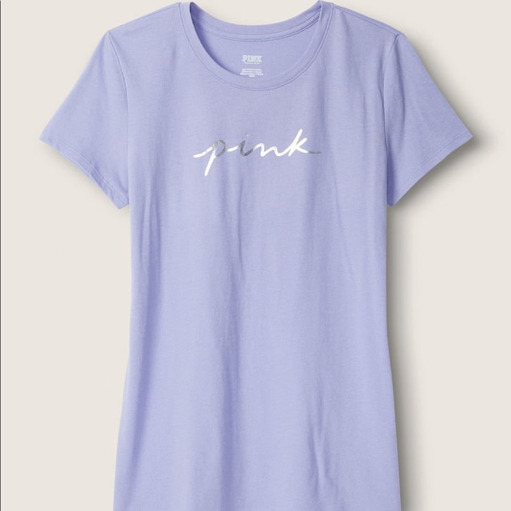 Victoria's Secret PINK Everyday Tee Dusty Periwinkle Blue size XS